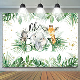 Lofaris Green Safaris Leaf Simple Baby Shower Backdrop For Boy